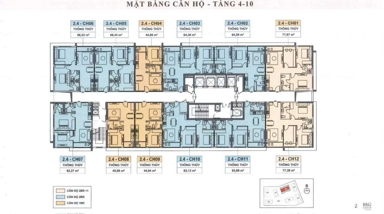 Layout căn hộ Queens Place tầng 4 đến tầng 10 – Capital State CS2 Đà Nẵng