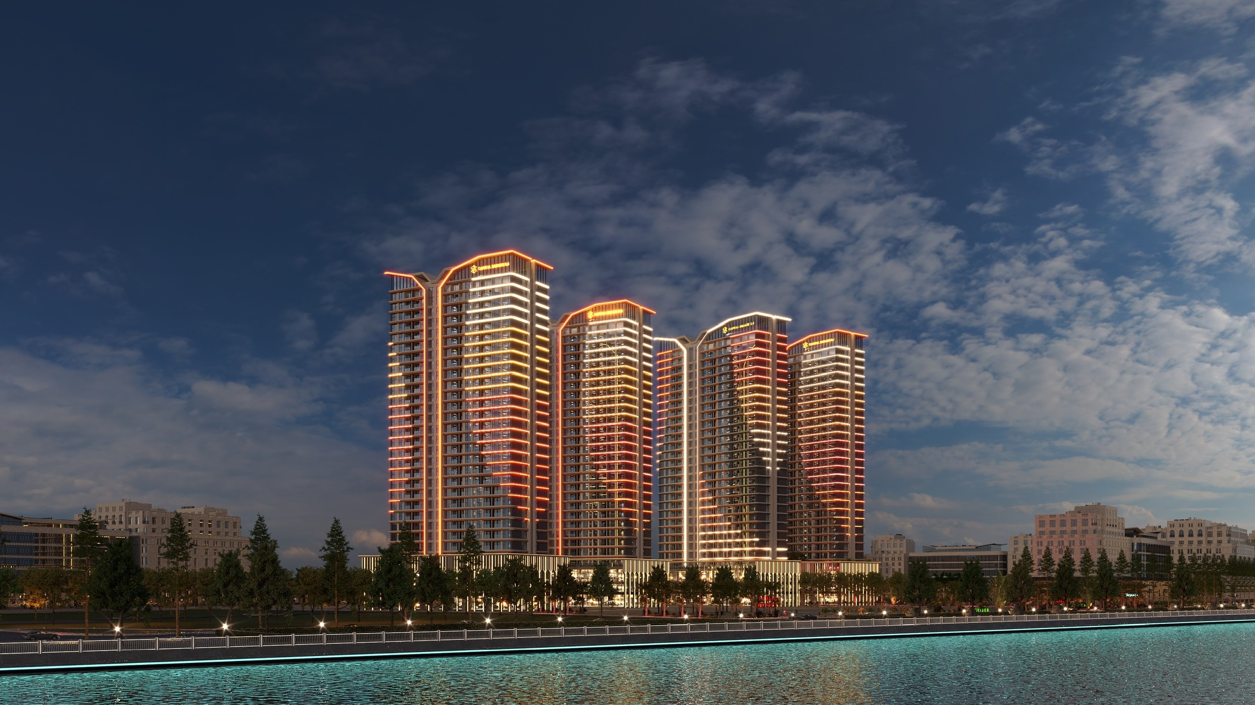Tổng quan phối cảnh ban đêm phân khu Capital State CS2 thuộc dự án Capital Square