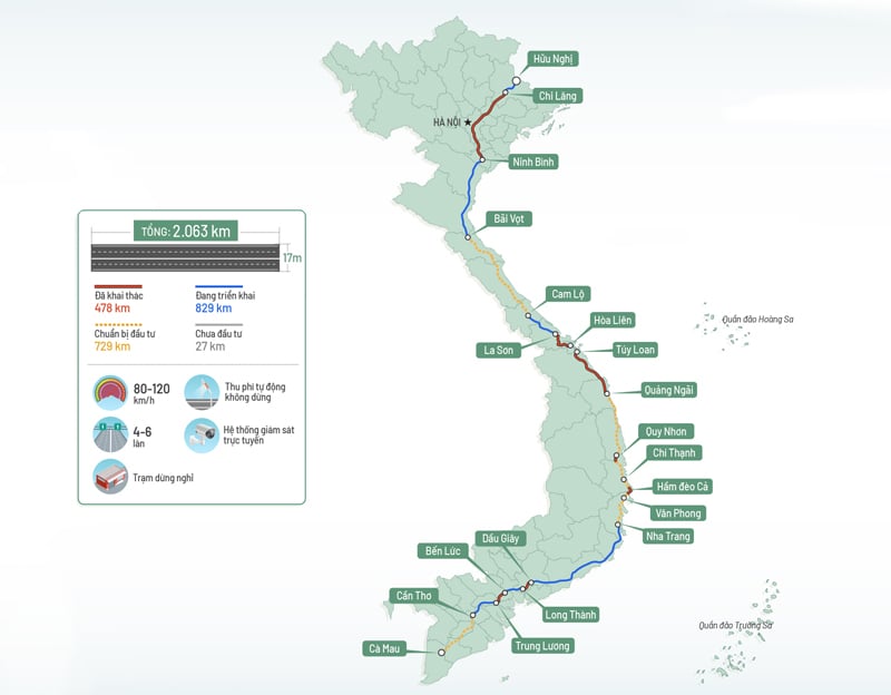 bản đồ các dự án hạ tầng giao thông trọng điểm Việt Nam trong năm 2025