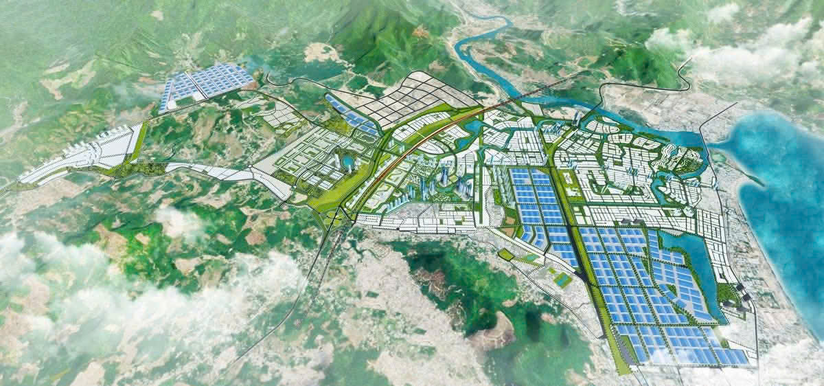 Bản đồ quy hoạch khu công nghệ cao Tây Bắc Đà Nẵng, thể hiện liên kết với các khu vực lân cận và hạ tầng giao thông