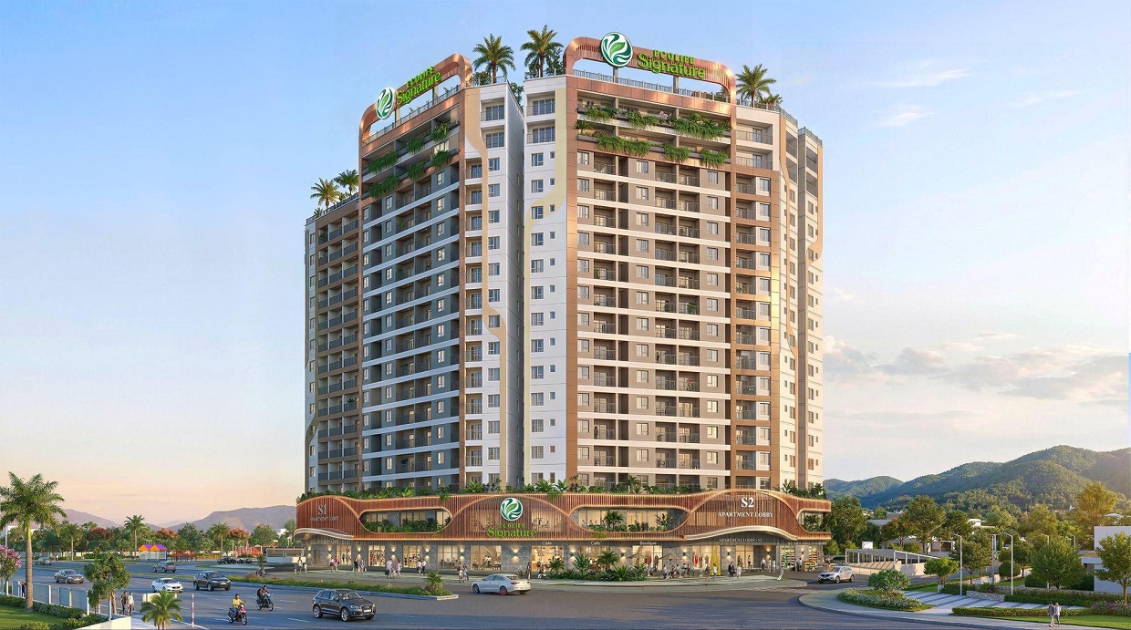 Phối cảnh dự án Ecolife Signature Đà Nẵng của Capital House Ảnh phối cảnh dự án Ecolife Signature tại Đà Nẵng do Capital House phát triển, thể hiện thiết kế hiện đại, quy hoạch đồng bộ, không gian xanh và định hướng xây dựng dự án theo tiêu chuẩn sống bền vững.