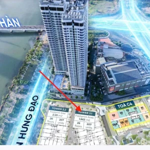 Vị trí tòa C1 Times Place Capital Square gần sông Hàn, cho thấy lợi thế kết nối trung tâm và hướng tiếp cận trong tổng thể dự án.