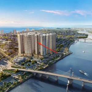 Vị trí tòa C1 Times Place Capital Square gần sông Hàn, cho thấy lợi thế kết nối trung tâm và hướng tiếp cận trong tổng thể dự án.